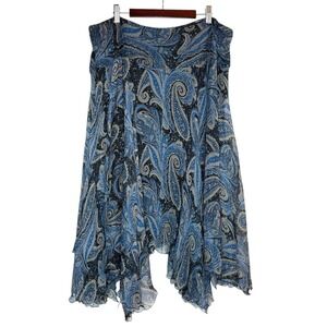 Vintage Y2K Context 100% Silk Midi Skirt 18W Asymmetrical Sheer Fairy Whimsical‎